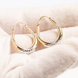 Vintage 9ct Gold Two Tone Creole Hoop Earrings