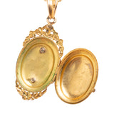 Antique 18ct Gold French Napoleon III Floral Turquoise And Pearl Locket