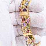 Vintage Italian 14ct Gold Multi-Gem Panel Bracelet