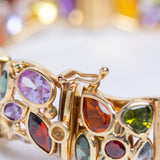 Vintage Italian 14ct Gold Multi-Gem Panel Bracelet