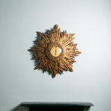 Large Vintage Mid-Century Large Gilt wood Sunburst Clock