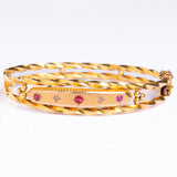 Antique Edwardian 9ct Gold Diamond And Ruby Starburst Bangle