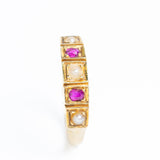 Antique Victorian 15ct Gold Ruby & Pearl Ring