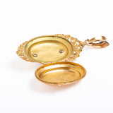 Antique 18ct Gold French Napoleon III Floral Turquoise And Pearl Locket