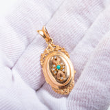 Antique 18ct Gold French Napoleon III Floral Turquoise And Pearl Locket