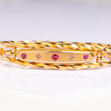 Antique Edwardian 9ct Gold Diamond And Ruby Starburst Bangle