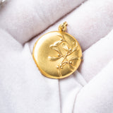Antique Art Nouveau Gold Plated Mistletoe Photo Locket