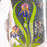 Antique Art Nouveau German Enamel Iris Cigarette Case