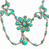 Antique Victorian Silver Turquoise Necklace