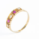 Antique Victorian 15ct Gold Ruby & Pearl Ring
