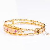 Antique Edwardian 9ct Gold Diamond And Ruby Starburst Bangle