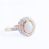 Vintage 18ct Gold Opal and Diamond Cluster Ring