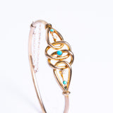 Antique Victorian 9ct Gold Turquoise and Pearl Bangle Bracelet