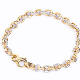 Vintage 18ct Two-Tone Gold Diamond Solid Section Bracelet
