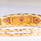 Antique Edwardian 9ct Gold Diamond And Ruby Starburst Bangle