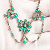 Antique Victorian Silver Turquoise Necklace