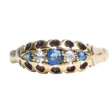 Antique Victorian 18ct Gold Diamond And Sapphire Five Stone Ring
