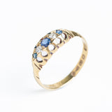 Antique Victorian 18ct Gold Diamond And Sapphire Five Stone Ring