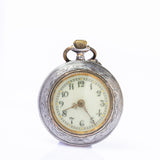 Antique Swiss Silver and Cobalt Blue Guilloché Enamel Pocket Watch Pendant