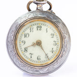 Antique Swiss Silver and Cobalt Blue Guilloché Enamel Pocket Watch Pendant