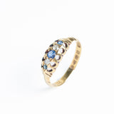 Antique Victorian 18ct Gold Diamond And Sapphire Five Stone Ring