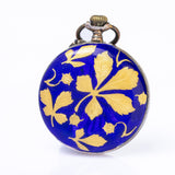 Antique Swiss Silver and Cobalt Blue Guilloché Enamel Pocket Watch Pendant