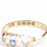 Antique Victorian 18ct Gold Diamond And Sapphire Five Stone Ring