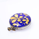 Antique Swiss Silver and Cobalt Blue Guilloché Enamel Pocket Watch Pendant