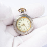 Antique Swiss Silver and Cobalt Blue Guilloché Enamel Pocket Watch Pendant