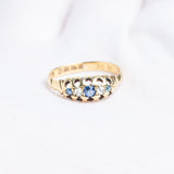 Antique Victorian 18ct Gold Diamond And Sapphire Five Stone Ring
