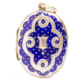 Antique Victorian Blue Enamel Rolled Gold Locket