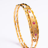 Antique Edwardian 9ct Gold Diamond And Ruby Starburst Bangle