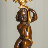 A Pair of 19th Century French Gilt Bronze Figural Candelabra In The Manner Of Clodion