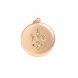 Antique Victorian Yellow Metal Large Fleur-de-Lis Paste Locket
