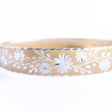 Vintage 9ct Yellow & White Gold Engraved Bangle