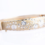 Vintage 9ct Yellow & White Gold Engraved Bangle