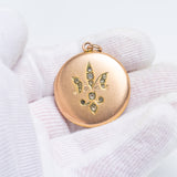 Antique Victorian Yellow Metal Large Fleur-de-Lis Paste Locket