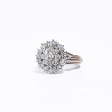 Vintage 18ct Gold Diamond Three Tier Cluster Ring