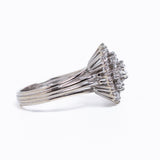 Vintage 18ct Gold Diamond Three Tier Cluster Ring