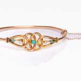 Antique Victorian 9ct Gold Turquoise and Pearl Bangle Bracelet