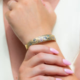 Vintage 9ct Yellow & White Gold Engraved Bangle
