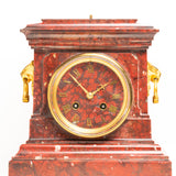 Antique 19th Century French Rouge Marble Mantle Clock by Japy Frères