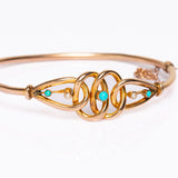 Antique Victorian 9ct Gold Turquoise and Pearl Bangle Bracelet