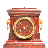 Antique 19th Century French Rouge Marble Mantle Clock by Japy Frères