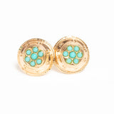 Antique Victorian 9ct Gold Turquoise Stud Earrings