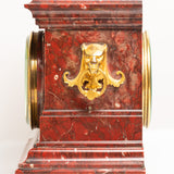 Antique 19th Century French Rouge Marble Mantle Clock by Japy Frères