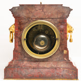 Antique 19th Century French Rouge Marble Mantle Clock by Japy Frères