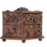 A 19th Century French Black Forest Rose Carved Box With Scent Bottles