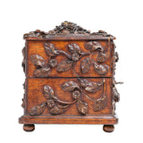 A 19th Century French Black Forest Rose Carved Box With Scent Bottles