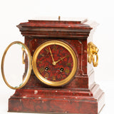 Antique 19th Century French Rouge Marble Mantle Clock by Japy Frères